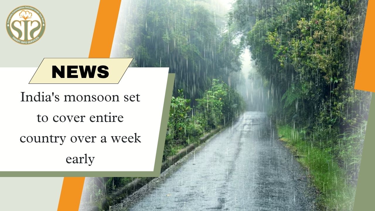 India's monsoon set to cover entire country over a week early