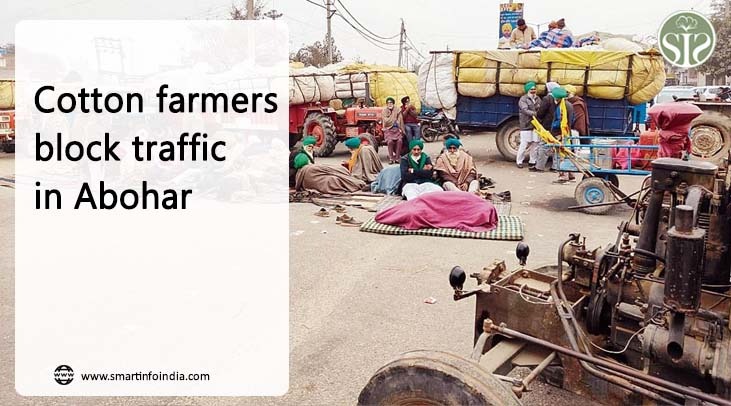 Cotton farmers block traffic in Abohar