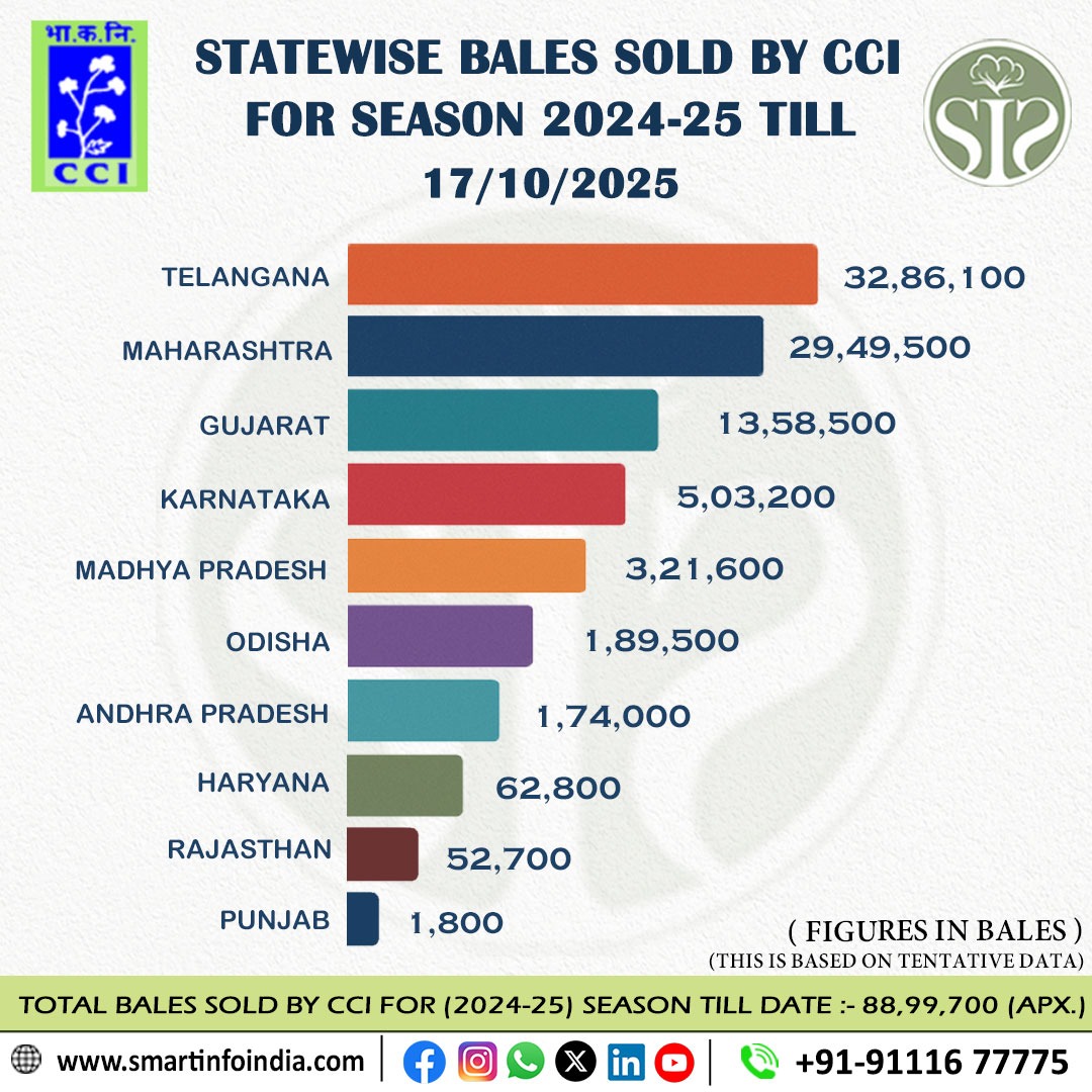 "2024-25: राज्यवार CCI कपास बिक्री विवरण"
