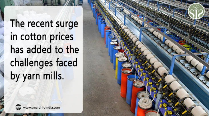 The recent surge in cotton prices has added to the challenges faced by yarn mills.