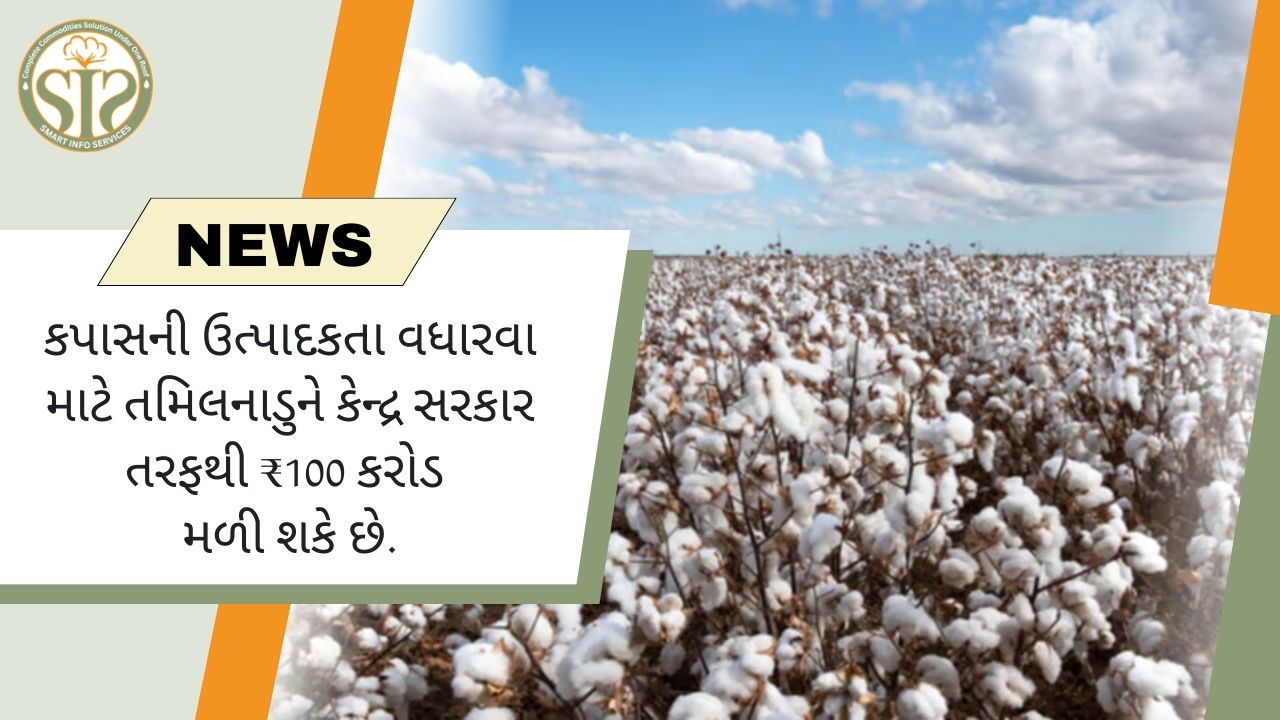 કપાસના ઉત્પાદન માટે તમિલનાડુને કેન્દ્ર સરકાર તરફથી 100 કરોડ રૂપિયા મળી શકે છે.