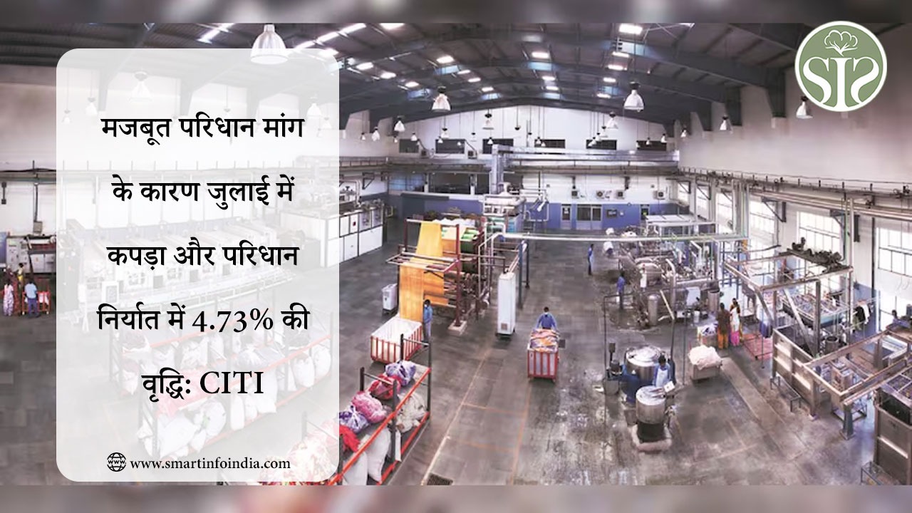 मजबूत परिधान मांग के कारण जुलाई में कपड़ा और परिधान निर्यात में 4.73% की वृद्धि: CITI
