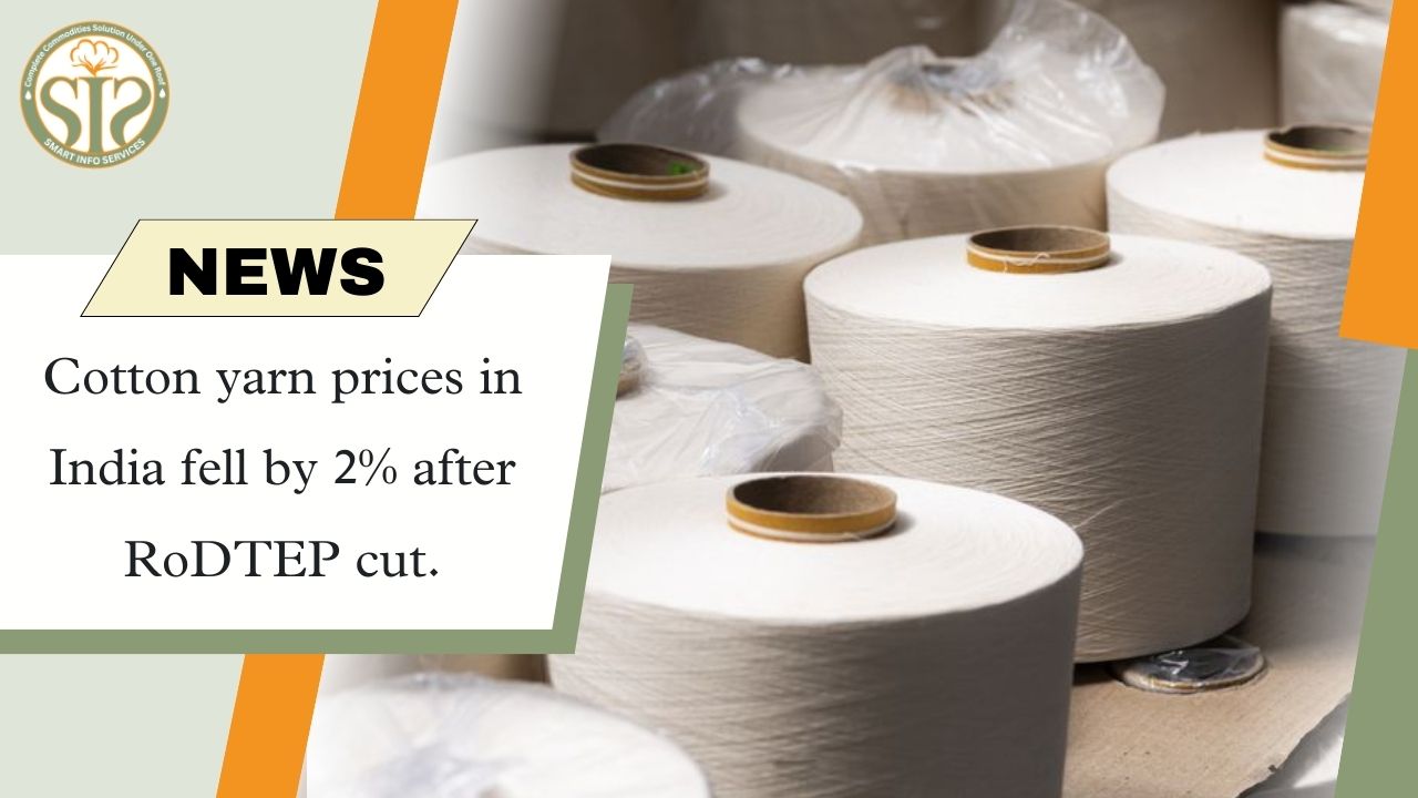 Cotton yarn prices fall 2% due to RoDTEP cut in India