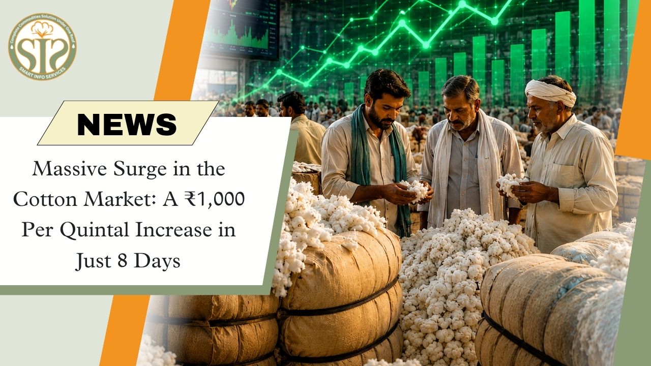 Sharp Surge in Cotton Prices: A Jump of ₹1,000 Per Quintal in 8 Days
