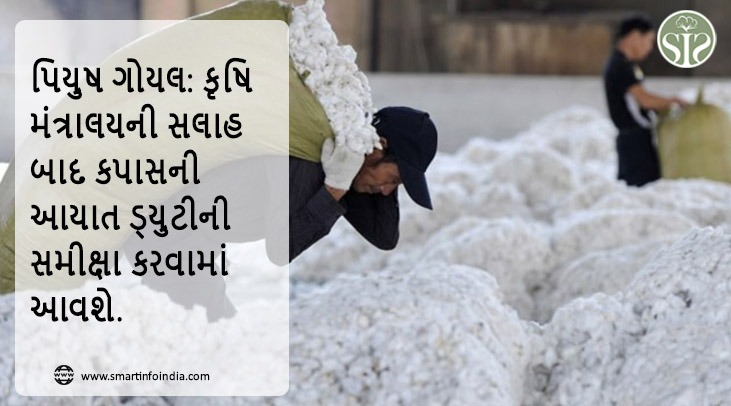 "પિયુષ ગોયલ: કૃષિ મંત્રાલયની સલાહ બાદ કપાસની આયાત ડ્યુટીની સમીક્ષા કરવામાં આવશે"