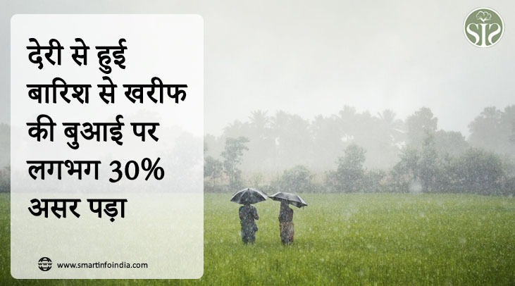 देरी से हुई बारिश से खरीफ की बुआई पर लगभग 30% असर पड़ा
