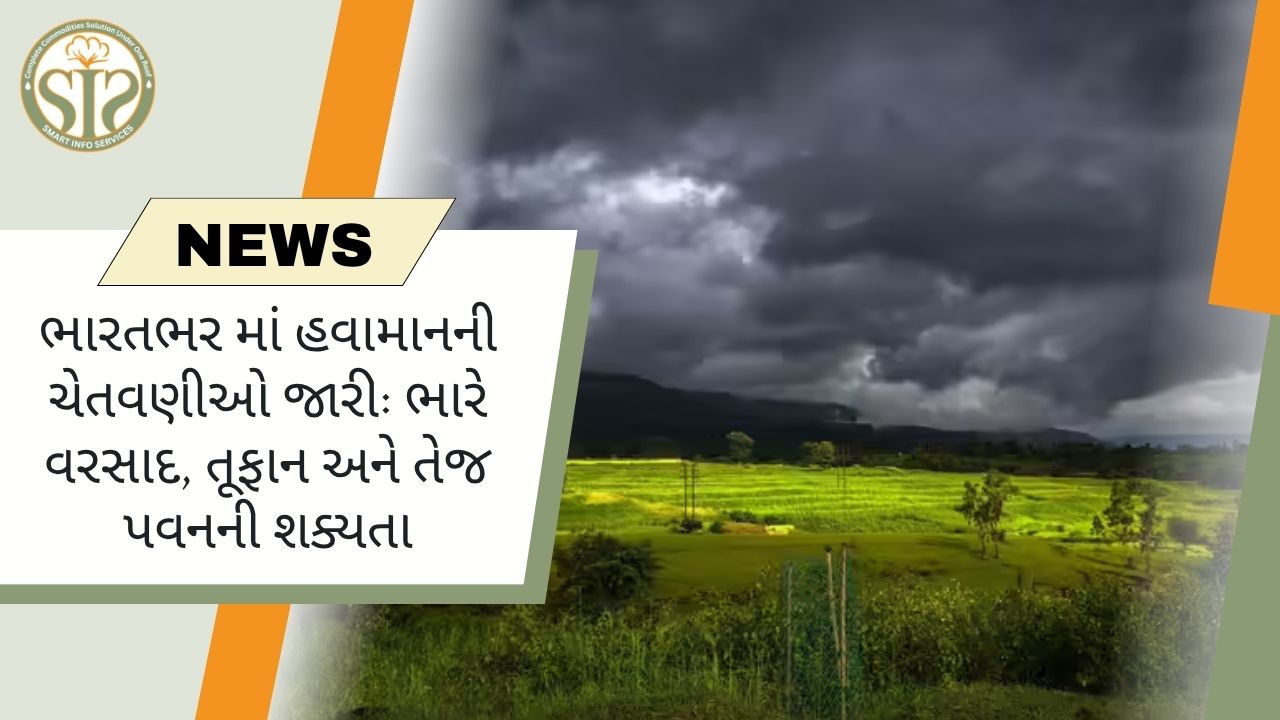 ભારતભર માં હવામાનની ચેતવણીઓ જારી: ભારે વરસાદ, તૂફાન અને તેજ પવનની શક્યતા