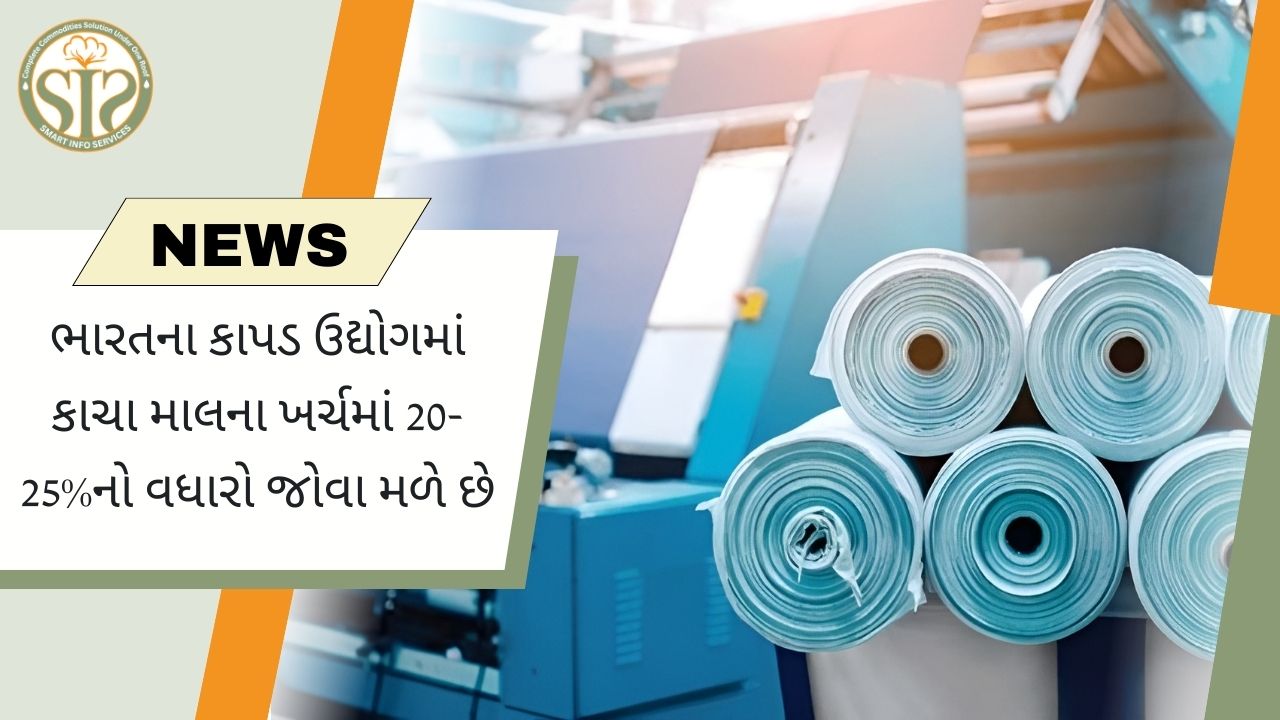 ભારતના કાપડ ઉદ્યોગમાં કાચા માલની કિંમતમાં 20-25%નો વધારો થયો છે