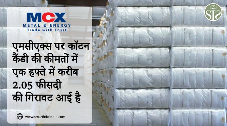 Cotton candy prices on MCX have declined by around 2.05 per cent in a week