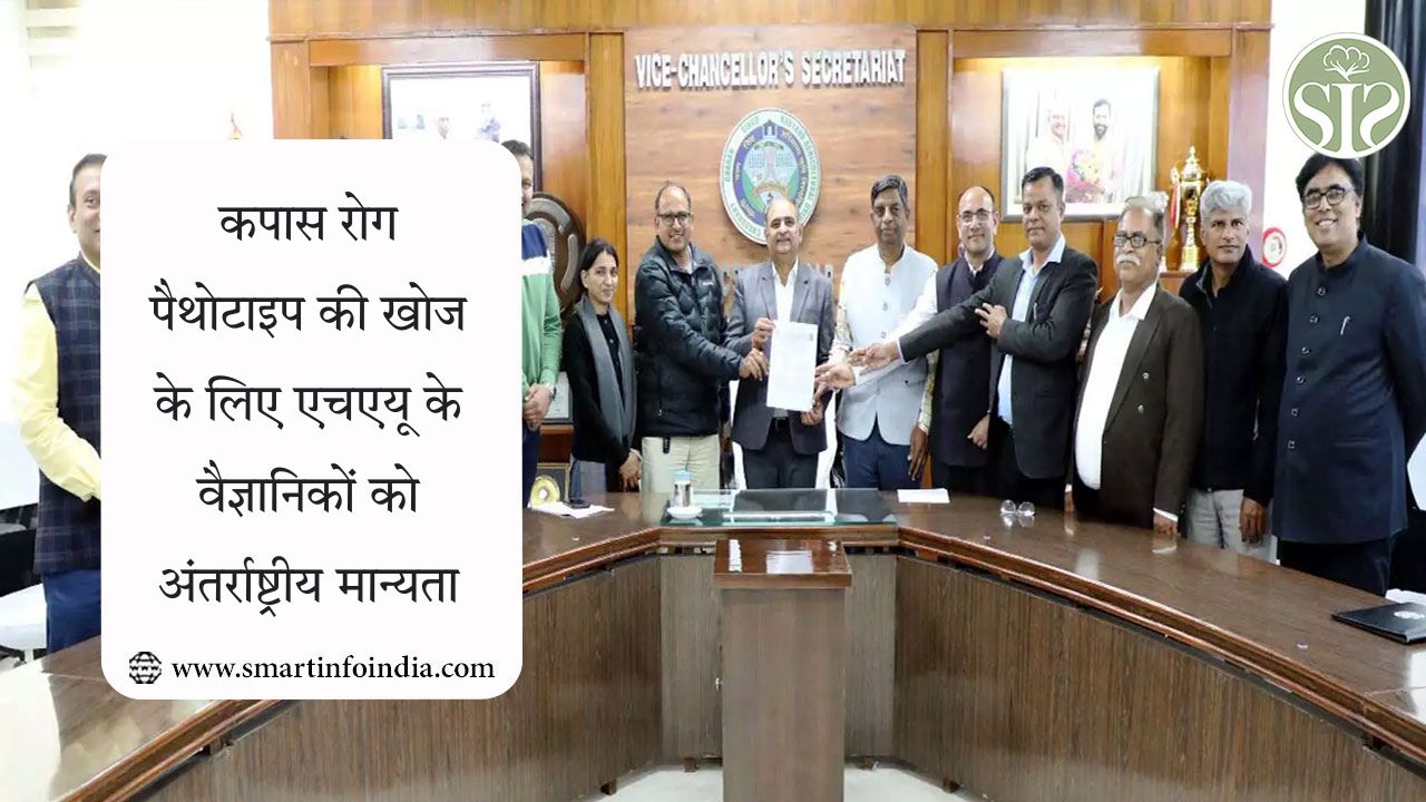 कपास रोग पैथोटाइप की खोज के लिए एचएयू के वैज्ञानिकों को अंतर्राष्ट्रीय मान्यता