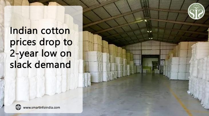 Indian cotton prices fall to 2-year low on weak demand