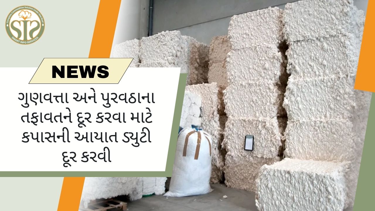 ગુણવત્તા અને પુરવઠાના તફાવતને દૂર કરવા માટે કપાસની આયાત ડ્યુટી દૂર કરવી