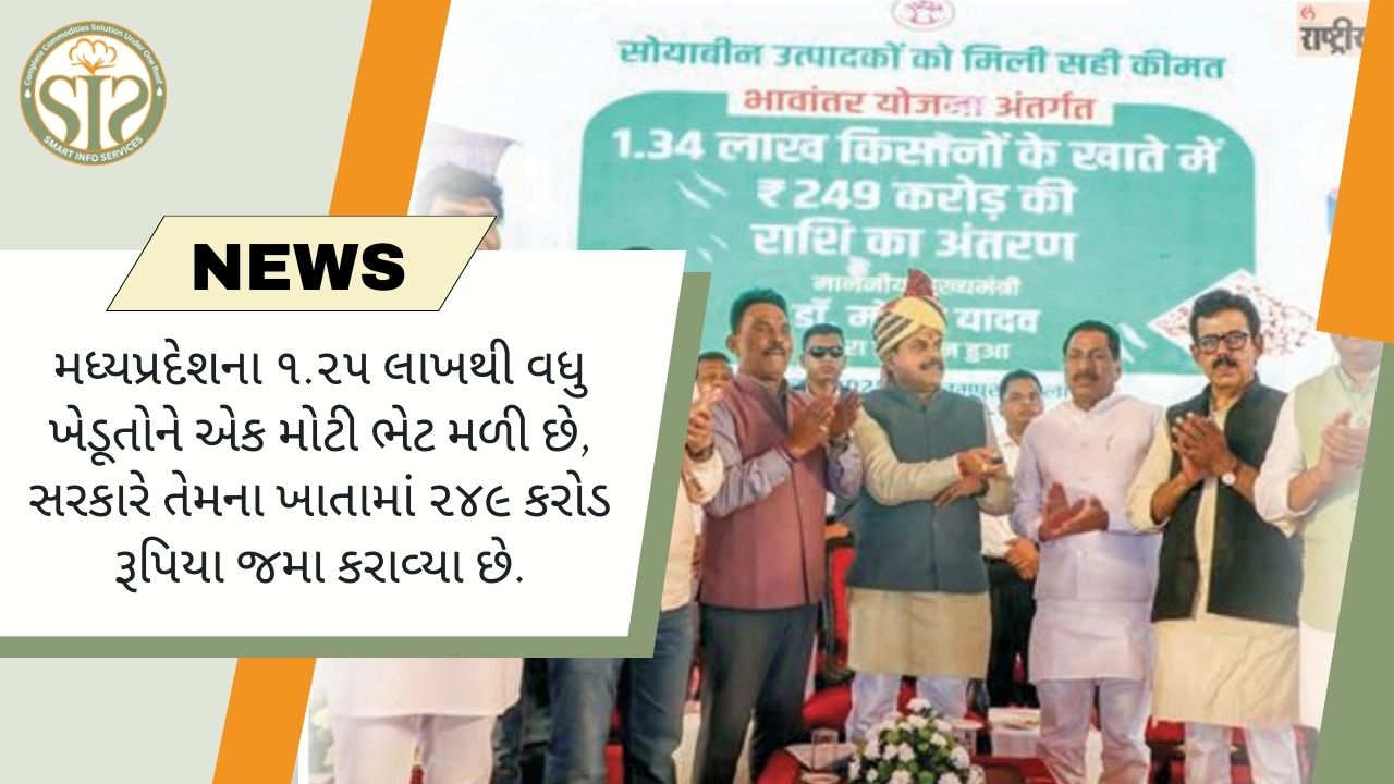 મધ્યપ્રદેશના ૧.૨૫ લાખ ખેડૂતોને ૨૪૯ કરોડ રૂપિયાની ભેટ મળી