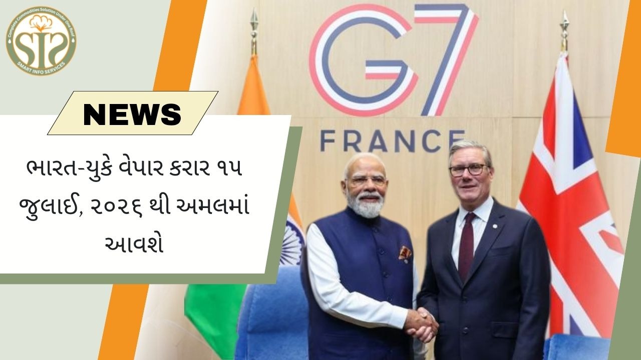 ભારત-યુકે વેપાર કરાર 15 જુલાઈથી અમલમાં
