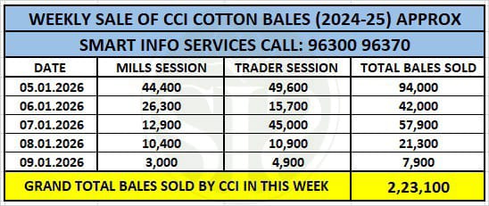 CCI increases cotton prices by ₹800-₹1200, weekly volume 2.23 lakh bales