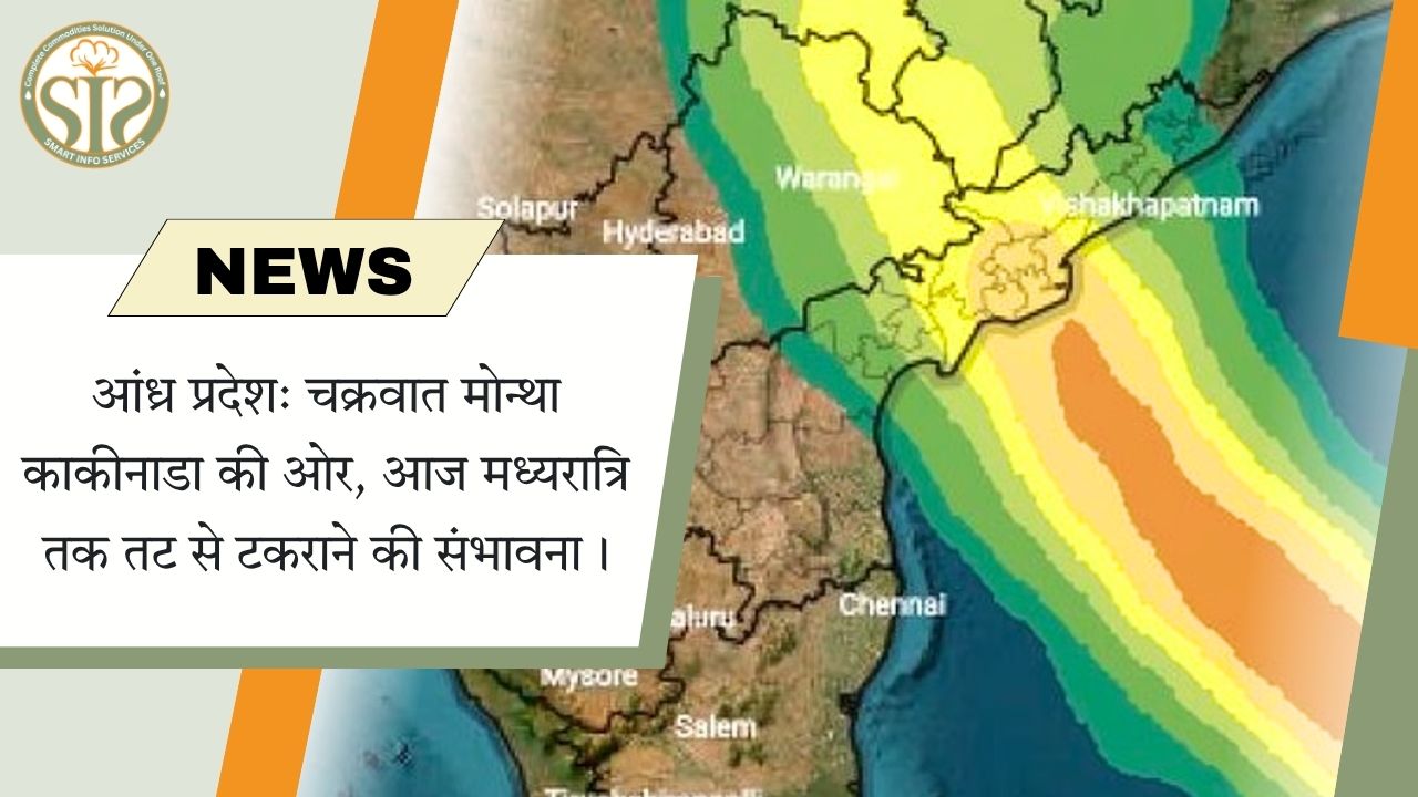 चक्रवात मोन्था आज काकीनाडा तट से टकराने की संभावना।