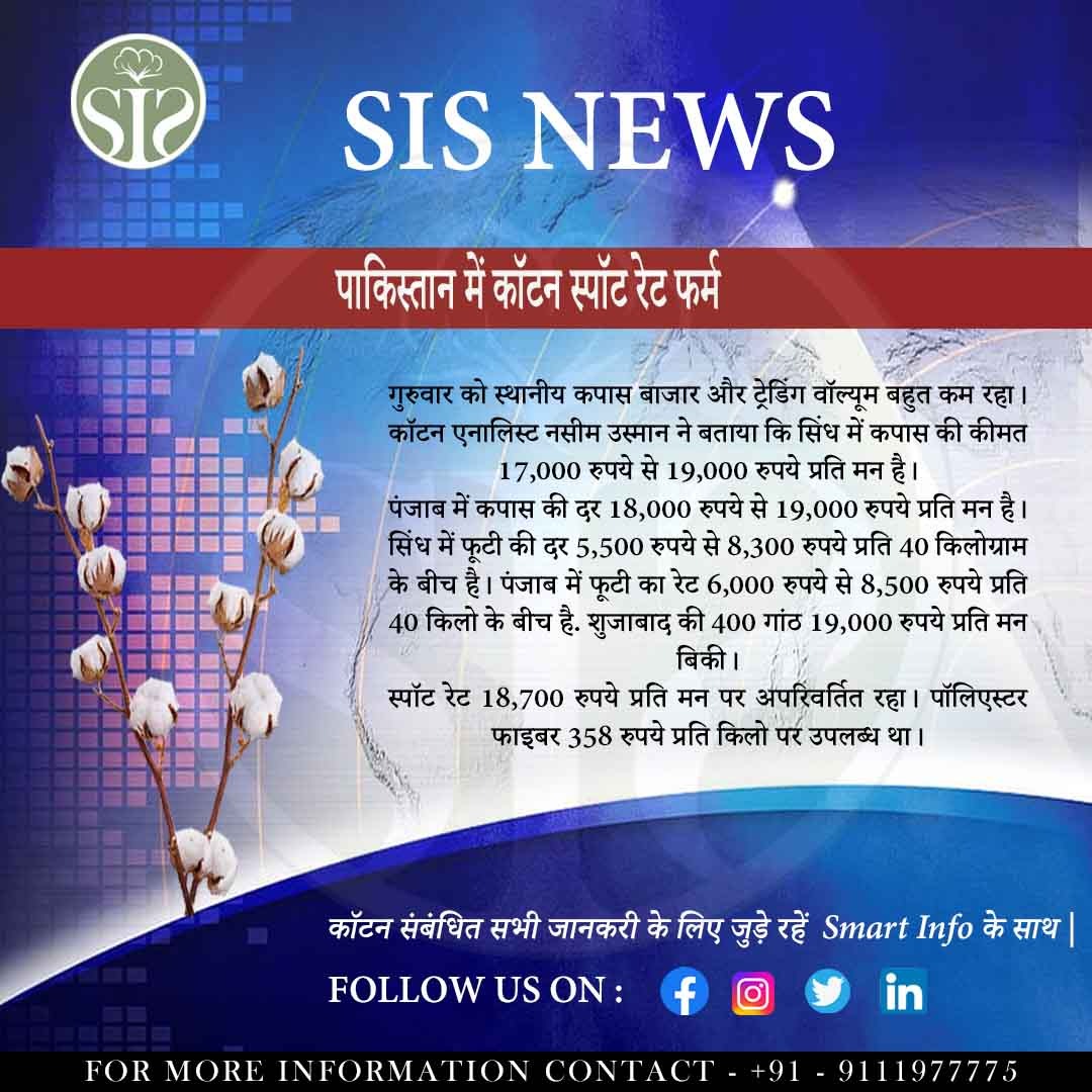 પાકિસ્તાનમાં કોટન સ્પોટ રેટ ફર્મ