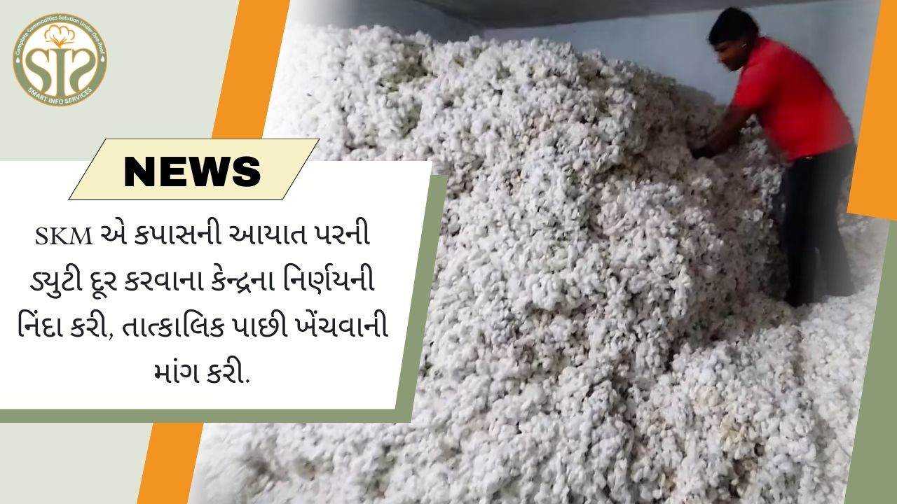 "કપાસની આયાત પરની ડ્યુટી દૂર કરવાનો SKMનો વિરોધ, પાછી ખેંચવાની માંગ"