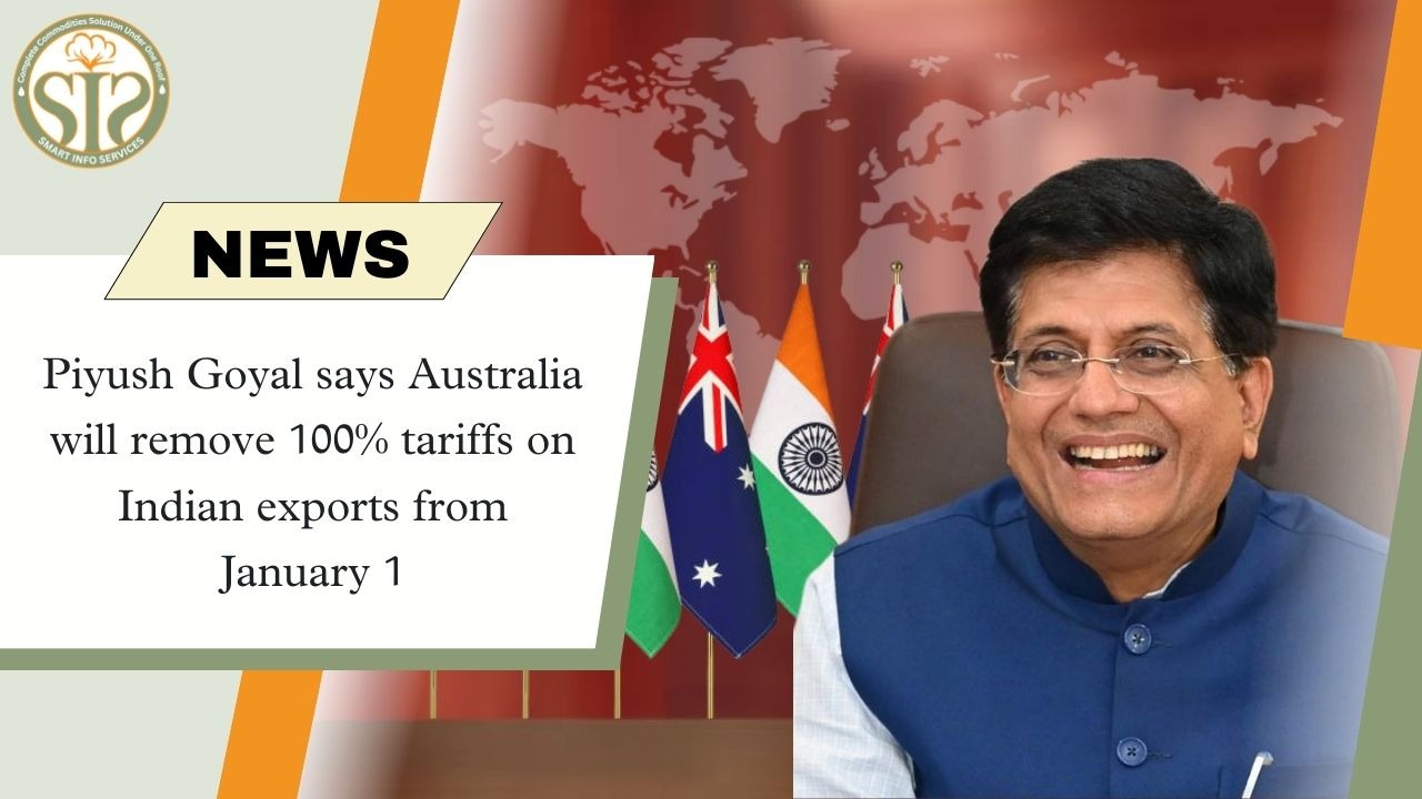 Piyush Goyal says Australia will remove 100% tariffs on Indian exports from January 1