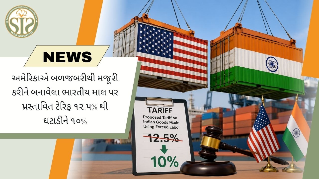 અમેરિકાએ બળજબરીથી કરાવવામાં આવતા શ્રમ સાથે જોડાયેલા ભારતીય માલ પર ટેરિફ ઘટાડીને 10% કર્યો