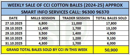 CCI એ કપાસના ભાવમાં ₹700 સુધીનો ઘટાડો કર્યો, ઈ-હરાજીમાં 89.55% સ્ટોક વેચ્યો