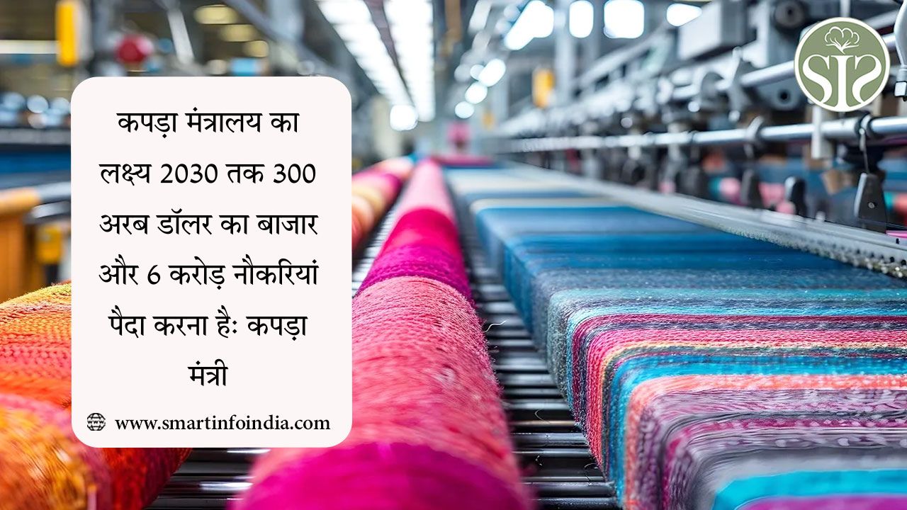 कपड़ा मंत्रालय का लक्ष्य 2030 तक 300 अरब डॉलर का बाजार और 6 करोड़ नौकरियां पैदा करना है: कपड़ा मंत्री
