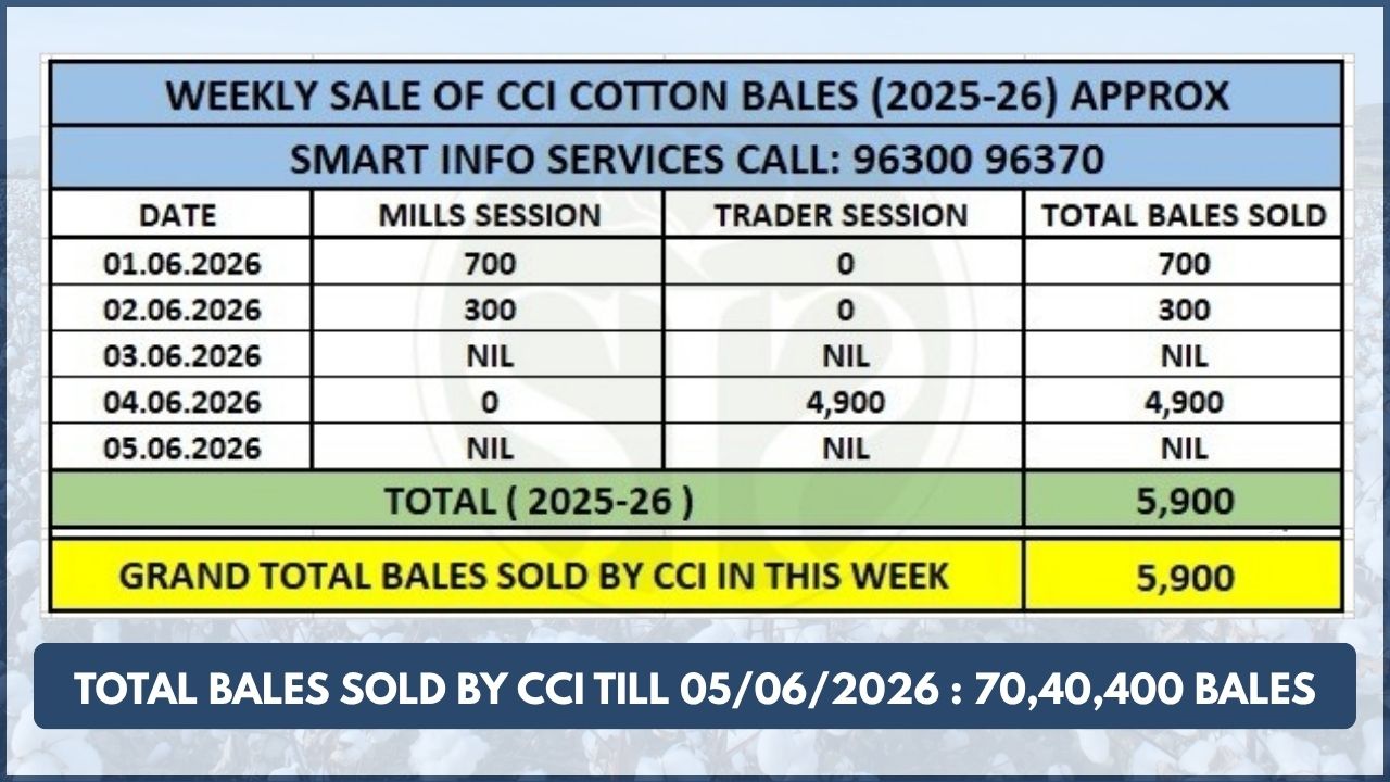 CCI Cuts Cotton Prices by ₹700 per Candy