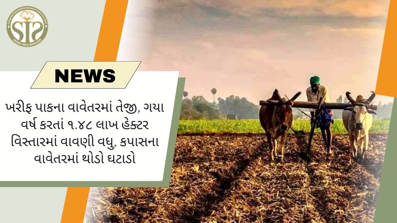 ખરીફ વાવેતરમાં 1.48 લાખ હેક્ટરનો વધારો, કપાસમાં થોડો ઘટાડો